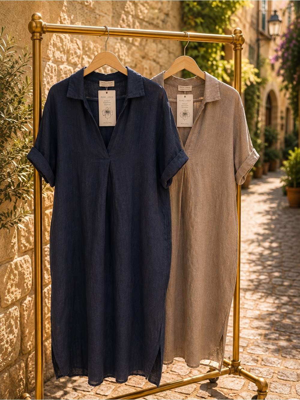 IT009 🇮🇹 Lino D’Oriana 100% Linen Maxi Dress Made in Italy – Multiple Color